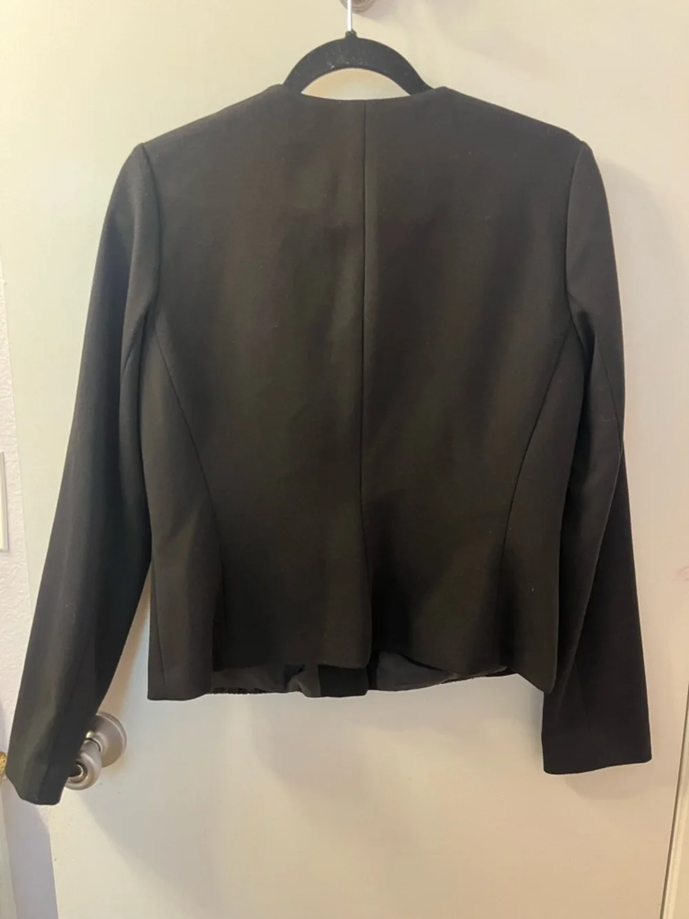 Calvin Klein Black Sequin Moto-Style Blazer Jacket PTP 19/L 21 - Picture 6 of 8